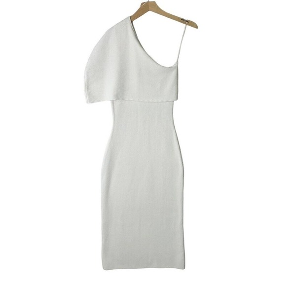 The Sei One Shoulder Cape Midi Pique Knit Sweater Dress Womens Size Medium $399 - Picture 15 of 15